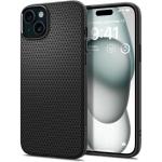 Spigen iPhone 15 Plus (6.7") Liquid Air Case - Matte Black Slim - Form-fitted - Lightweight - Premium Matt TPU Case - Easy Grip Design