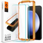 Spigen Galaxy S23 FE (2023) Premium Tempered Glass Screen Protector - 2 Pack Super HD Clarity - 9H Screen Hardness - Delicate Touch - Perfect Grip - Case Friendly with Spigen Phone Case