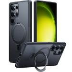 Torras Galaxy S25 Ultra 5G Ostand Matte Case - Black All in One: Magnetic / Stand / Ring Holder - Horizontal / Vertical & Felexible Ostand