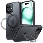 Torras iPhone 17 (6.3") 2025 Ostand Spin Case - Black , Full Camera Control Button Coverage, Fit for MagSafe, Mil-STD Protective, 360° Spin Kickstand