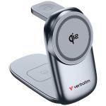 Verbatim 67036 3-in-1 Wireless Charging Dock Qi2 Certified, supports 15W Fast Charging for your phone, ensuring rapid and efficient power delivery