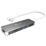 J5create USB-C 3.1 Gen.2 4K HDMI 10 Gbps SuperSpeed Multi Adapter, 1x 4K HDMI, 2x USB 3.1 Gen.2, 1x SD/TF 3.0 UHS-I 104 Mbps Card Reader