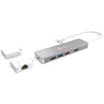 J5create USB-C 3.1 Gen.2 100W Power Delivery Modular Mini Docking Station, 1x 4K HDMI, 3x USB3.1 Gen.2, 1x USB-C 3.1 Gen.2, 1x 100W USB-C Power Delivery, 1x Gigabit Ethernet Modular Kit, 1x microSD, SD UHS-II 312 mbps Card Reader