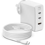 KFD 140W GaN USB-C Laptop Power Adapter/PD Wall Charger - 2x USB-C & 1x USB-A With 1.5m USB-C Cable - White Compatible with MacBook Air/Pro, Asus, Acer, Lenovo, HP, Dell, Toshiba