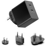 KFD 45W GaN Dual USB-C PD Wall Charger Travel Pack with US / EU / AU / UK Adapter Output: 45W PD+12W QC Max 57W