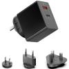 KFD 45W GaN Dual USB-C & USB-A PD Wall Charger - Travel Pack With US/EU/AU/UK Plug - Output: 45W PD + 12W QC Max 57W KFD 45W GaN Dual USB-C & USB-A PD Wall Charger - Travel Pack With US/EU/AU/UK Plug - Output: 45W PD + 12W QC Max 57W