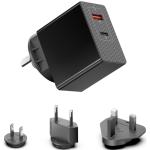 KFD 45W GaN Dual USB-C & USB-A PD Wall Charger - Travel Pack With US/EU/AU/UK Plug - Output: 45W PD + 12W QC Max 57W