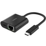 Belkin USB-C to Ethernet + Charge Adapter - 100W Adapter (100W Passthrough Power for Connected Devices, 1000 Mbps Ethernet Speeds) Ethernet Adapter