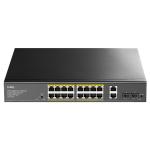 CUDY GS1018PS2 20-Port Gigabit Unmanaged PoE Switch (200W) - 1G SFP x2 / 1GbE x2 / 1GbE PoE+ x16