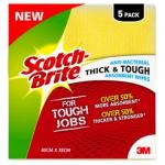 3M Scotch-Brite Cleaning Cloth Anti-Bacterial Thick and Tough Absorbent Wipe Pkt/5
