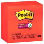 3M 70007053112 Post-it Super Sticky Notes 654-5SSRR 76x76mm Red, Pack of 5