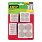 3M Scotch Felt Pads SP845 Beige Assorted - Pack of 162
