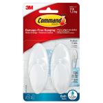 3M Command Towel Hook BATH18-ES Medium Frosted, Pack of 2