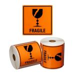 Matthews MPH15010 Handling Label Fragile - Orange/Black, 99mm x 99mm (500) 500 Labels/Roll 12 Rolls/Box 42 Boxes/Pallet, priced for Per Roll, MOQ is 1 Roll