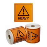 Matthews MPH15125 Handling Label Heavy - Orange/Black - 99mm x 99mm - 500 Labels/Roll - 1 Roll