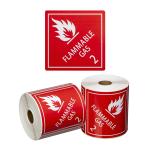 Matthews DG Label Flammable Gas 2.1 - Red / White 99mm x 99mm - 500 Labels / Roll - 1 Roll