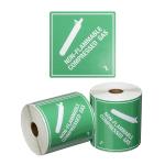 Matthews DG Label Non Flammable Compressed Gas 2.2 - Green / White 99mm x 99mm - 500Labels / Roll - 1 Roll