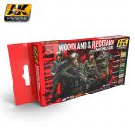 AK Interactive AK3250 Colour Set - Woodland & Flecktarn Camouflages