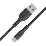 Promate XCORD-AC.BLK 2A - 480Mbps USB-A to USB-C Cable - 1m - Black Super Flexible - Data & Charge