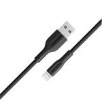 Promate XCORD-AI.BLK 2A - 480Mbps USB-A to Lightning Cable - 1m - Black Super Flexible - Data & Charge