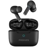Promate PROPODS.BLK In-Ear HD Bluetooth Earbuds with Intellitouch and 400mAh Charging Case Built-in Microphones and Noise Isolation. Up to 5 Hours Playback. Operating Distance 10m Black
