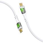 Promate TRANSLINE-CC200W 60W PD - 480Mbps USB-C Cable - 2m - White Transparent Connectors - LEDs - 25000+ Bend Lifespan - Gold Plated Connectors - Nylon Braided - Data & Charge