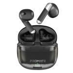 Promate In-Ear  HD Bluetooth Earbud - Black Intellitouch & 300mAh Charging Case - ErgonomicFit - Up to 6-Hour Playback - 2x 40mAh Earphone Battery - Auto Pairing
