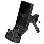 Promate MAGDRIVE-TRIO 15W 3-in-1 MagSafe InCar Qi2 Phone Wireless Charging Station Mount - Black 4.5W AirPods Charger, 3.5W Apple Watch Charger, LED Light Indicator.1m Cable Include