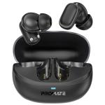 Promate Lush-Pro In-ear HD TWS BT Earbuds with Intellitouch & 400mAh Charging Case, Black. Ergonomic Fit, up to 6-Hours Playback, 2x 35mAh Earphone Battery, Water Resistant, Auto Pairing.
