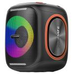 Promate 40W Portable BT Speaker with Dynamic RBG Lights - Up to 6 Hours Playback, AUX, USB, Inputs, IPX5, TWS, Battery Capacity 6000mAh, 4-6 Hours Playing Time, Includes 1m Charging Cable - Black