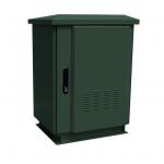 Dynamix ROD18-8X6FG 18RU Outdoor Freestanding Cabinet.  (800x600x975mm external). IP45 rated. Angled pivoting rain hood. Double 25mm wall cavity for sun protection.Front door dust filters. Includes 10 cage nuts. Forest Green
