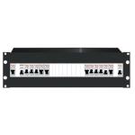 RackPower DBB324E Distribution Board: 3U 24pole Black with fitted Din rail & earth studs. 19" mounting hardware, cable protection grommets and pole fillers.