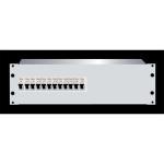 RackPower DBG312E Distribution Board: 3U 12pole grey with earth studs, fitted Din rail, earth studs. 19" mounting hardware, cable protection grommets and pole fillers.