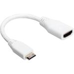 Raspberry Pi Official White Mini-HDMI (Male) to Standard HDMI (Female) Adapter Cable, 10cm Cable