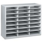 Fellowes 25041 Literature Sorter 24 Wooden 24 Compartment constructed using particle board with corrugated board compartments.