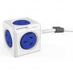 ALLOCACOC PowerCube 5 Outlet Extended Surge Protector - 1.5m - Blue Stackable / Mountable / Modern Reinvention