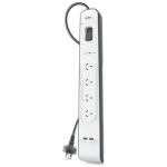 Belkin BSV401 Power Surge Protector - 4 Outlets - 2m Cord - 2 USB Ports 2.4A AU/NZ - Charge Tablets and Smartphones including iPad at highest Charge Speeds