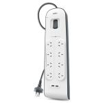 Belkin 8 Outlet Surge Protection Strip with 2x USB-A 2.4A Charging Ports