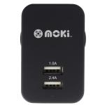 Moki ACC-MUSBWB Dual USB Wall Charger - Black