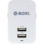 Moki ACC-MUSBWW Dual USB Wall Charger - White 17W 3.4A Output AU / NZ 3.4A Dual USB (2.4A + 1A) - Charge Two Devices at the Same Time