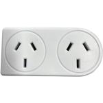 Neway White Double power adapter H 3 pin SAA approved AU/NZ 10 Amp, 240V