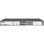 D-Link DGS-F1018P-E 18-Port Gigabit PoE Switch with 16 PoE+ Ports (8 Long Reach 250m) and 2 Uplinks with Combo SFP  (Max 150W)