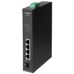 Edimax IGS-1105P Industrial 5-Port Gigabit PoE+ DIN Rail Switch. 4 x Gigabit Ethernet Ports, 1 SFP UplinkPort. PoE up to 200m  10Mps. QoS 802.1p for Video & Voice Traffic Priority Inputs, Surge Protection, IP30