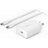 Belkin BoostCharge 25W USB-C PD 3.0 PPS Wall Charger with USB-C Cable - White Belkin BoostCharge 25W USB-C PD 3.0 PPS Wall Charger with USB-C Cable - White