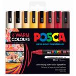 Uni PC5MWC8C Uni Posca Marker 1.8-2.5mm Med Bullet 8 Pack Warm Colours PC-5M