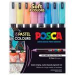 Uni PC1MRSC8C Uni Posca Marker 0.7mm 8 Piece Pastel Colours PC-1MR