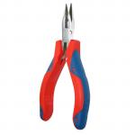 Goldtool Precision Plier 120mm Polished CRV Long Nose Plier - 28mm Nose - Serrated Jaws with Cutter Double Leaf Springs -  Rubber Easy Grip Handles for Greater Comfort - Red/Blue Colour Handles