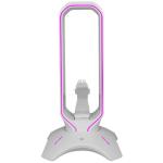 RGB Gaming HeadSet & Headphone Stand + Mouse Cord Holder X 2 USB Port Hub Black Hanger / Holder for Headset / Headphone / 7 LED Colors + Color Changing Mode,
