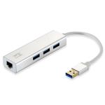 LevelOne Gigabit USB Network Adapter with 3-port USB 3.0 Hub