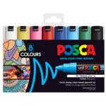 Uni Posca Marker 4.5-5.5mm Bold Bullet 8 Pack Asstd PC-7M